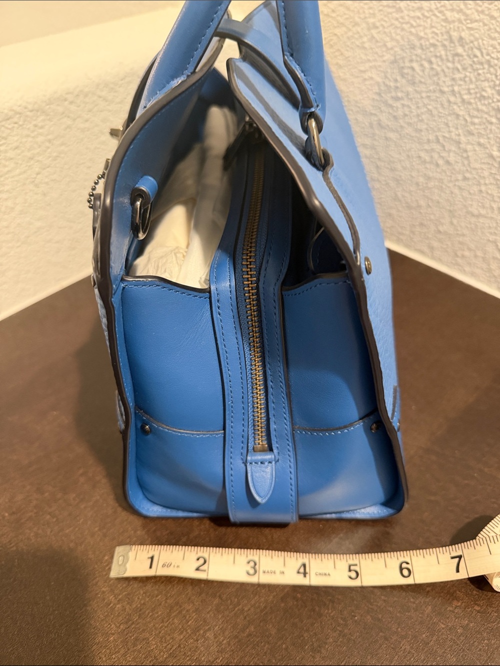 NWT Coach Bright Blue Mercer 30 Satchel with Gunmetal Hardware. - Picture 3 of 15